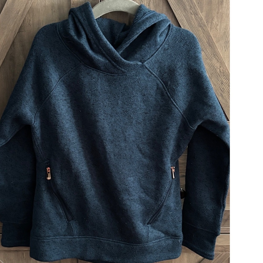 Old Navy Active Kids Navy Blue Textured Fleece Pullover Hoodie Sweatshirt XS 5